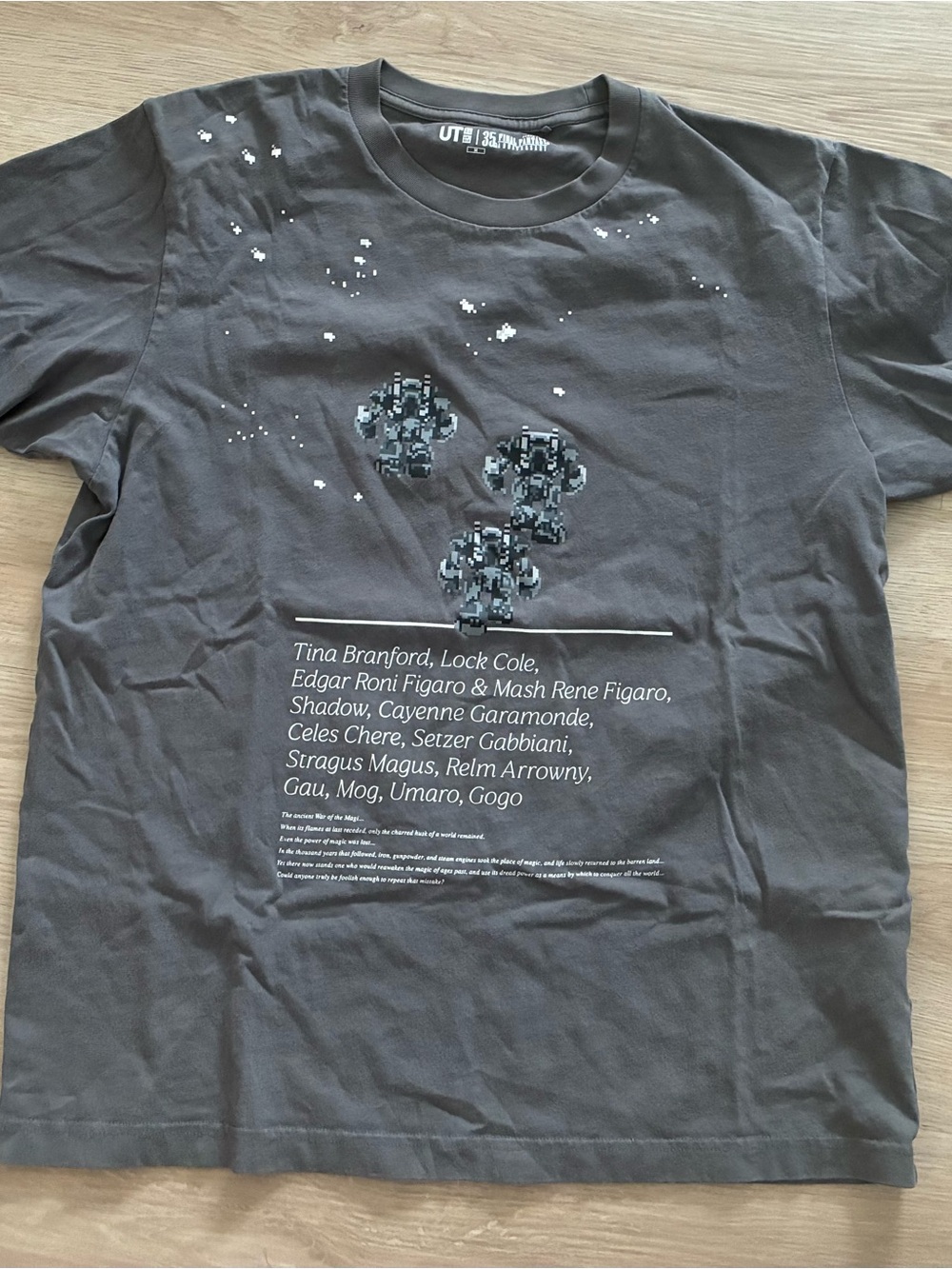 Uniqlo Gray Final Fantasy 35th Anniversary Graphic Tee